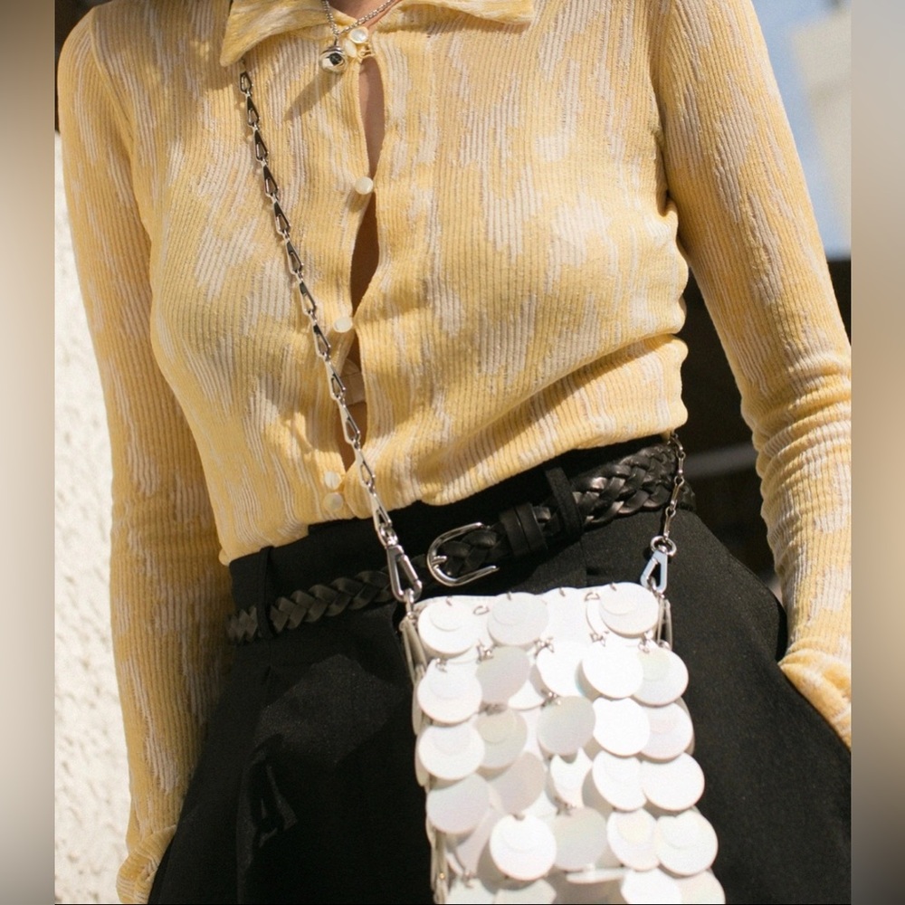 Paco Rabanne Sparkle Discs Mini Bag in White - Picture 6 of 15